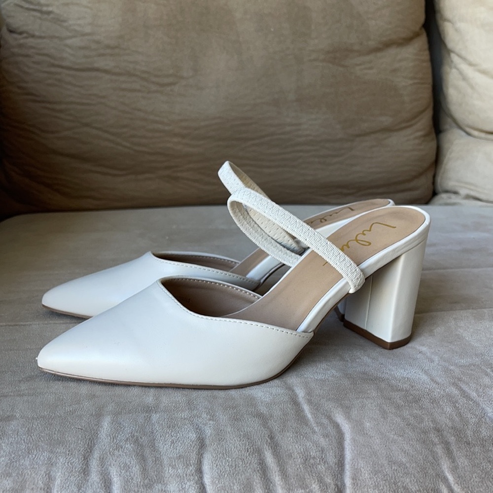 Maryna Off White Pointed-Toe Mules